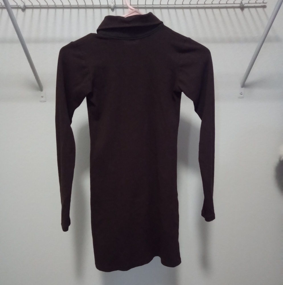 Motel Rocks Women's Luiza Mini Dress in Rib Bitter Chocolate Brown Size XS - Picture 5 of 6